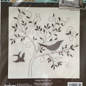 NEW Janlynn Simple Stitch BIRD SILHOUETTE Farmhouse Stitchery Kit 14x14" USA